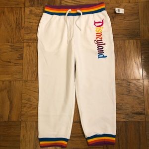 NWT Disneyland Retro rainbow Stripe Capri Lounge Pants For Women Sports chic